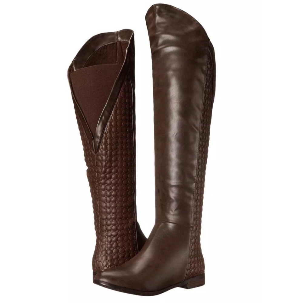Chinese Laundry Womens Racer Over the Knee Quilted Boot - Coffee US 6